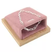 Joyero para collar - rectángulo inclinado - 7,5x6 cm Bambú - Gamuza rosa x1