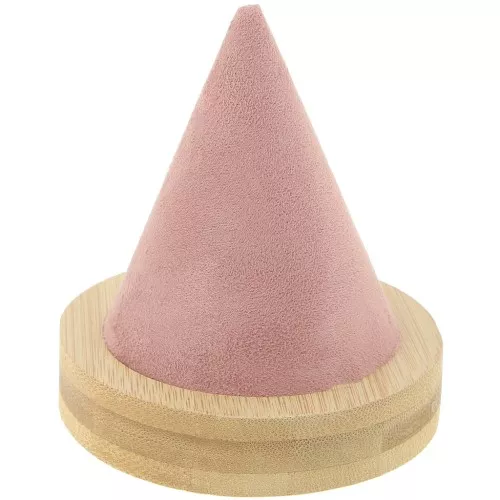 Soporte cónico para pulseras 11x9,5 cm - Bambú - Gamuza rosa x1