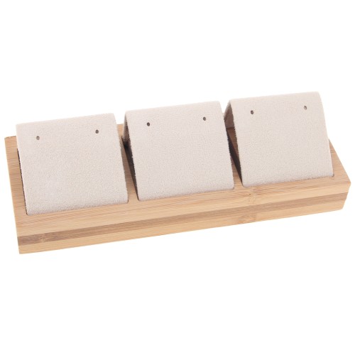 Portapendientes triple 16x6 cm - Bambú - Ante Beige x1