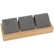 Portapendientes triple 16x6 cm - Bambú - Gris ante x1