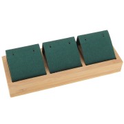 Portapendientes triple 16x6 cm - Bambú - Verde ante x1