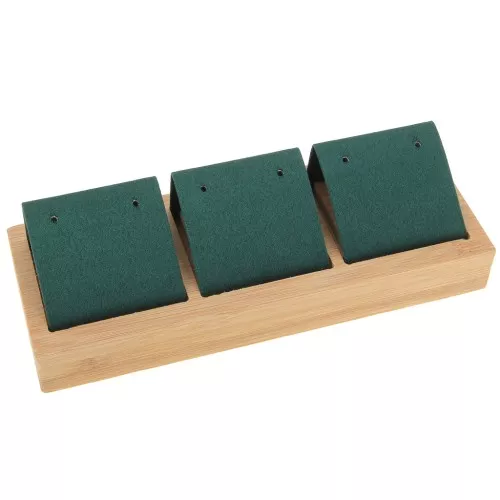 Portapendientes triple 16x6 cm - Bambú - Verde ante x1
