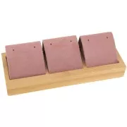 Portapendientes triple 16x6 cm - Bambú - Gamuza rosa x1