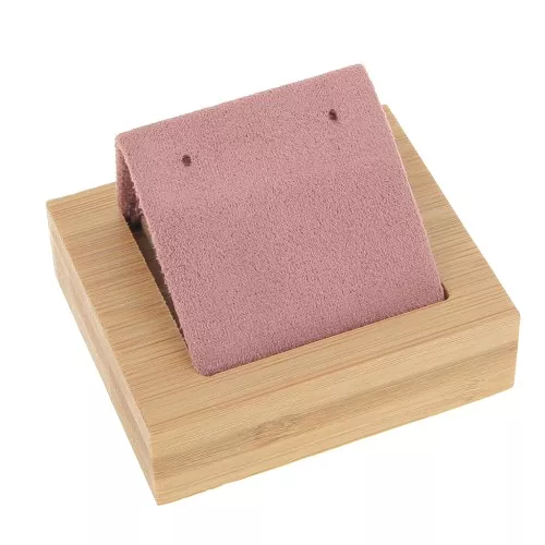 Portapendientes sencillo 7x5,5 cm - Bambú - Gamuza rosa x1