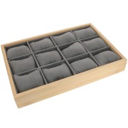 Expositor Relojes y Pulseras - 12 cojines - 35x24cm Bambú -Suede Gris x1|raw }}
