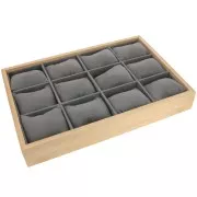 Expositor Relojes y Pulseras - 12 cojines - 35x24cm Bambú -Suede Gris x1