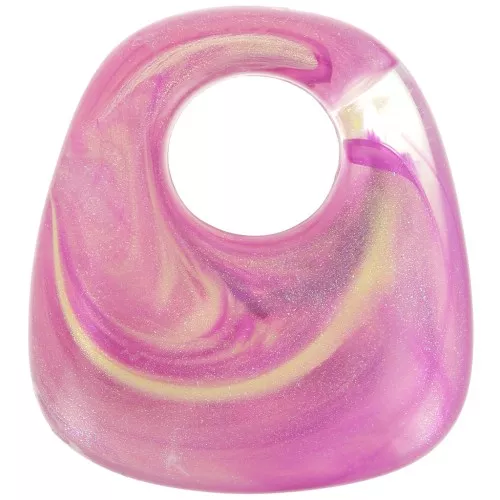 Colgante trapecio de resina transparente purpurina 23x21 mm - Jaspeado rosa - Oro x1