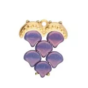 Punta tejedora con perlas Ginko Duo 20x8 mm Avolathonisi III - Dorado fino