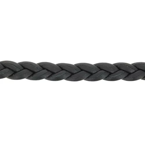 Cordón de cuero trenzado 5 mm - Negro x50cm