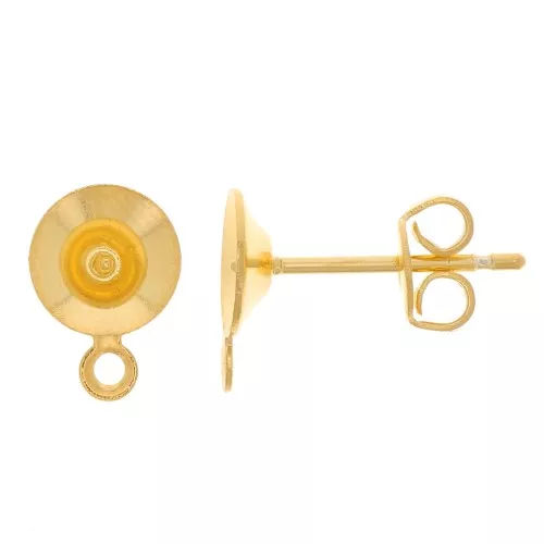 Pendientes semiperforados 6 mm con lazo cerrado - Dorado x2