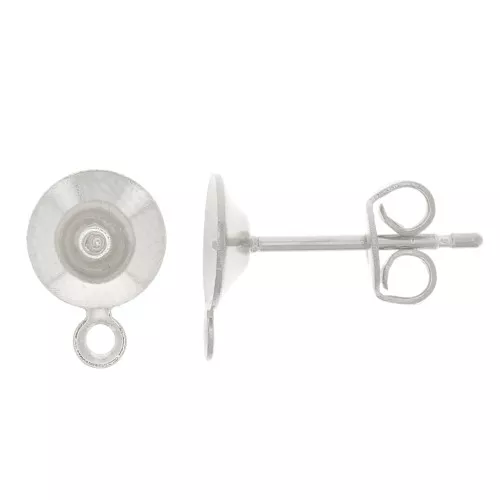 Pendientes semiperforados 6 mm con anilla cerrada - Plateado fino x2