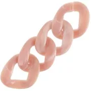 Eslabón acrílico trenzado ovalado 39x32 mm - Rosa viejo jaspeado - Blanco x1