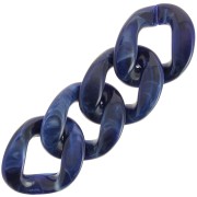 Eslabón acrílico trenzado oval 39x32 mm - Azul oscuro jaspeado - Blanco x1|raw }}