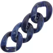 Eslabón acrílico trenzado oval 39x32 mm - Azul oscuro jaspeado - Blanco x1