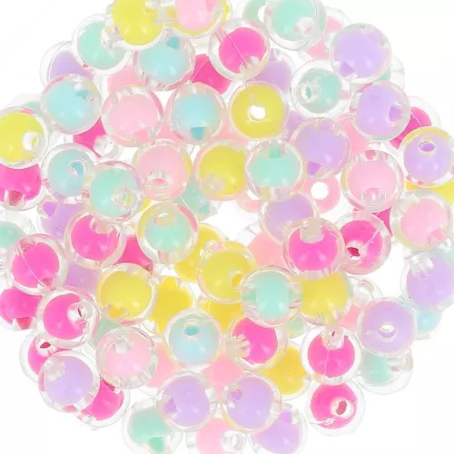 Surtido de cuentas redondas de 8 mm - Transparente - Multicolor Pastel x15