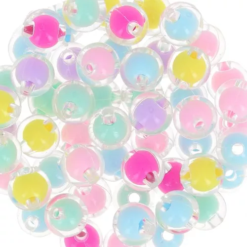 Surtido de cuentas redondas de 10 mm - Transparente - Multicolor Pastel x10