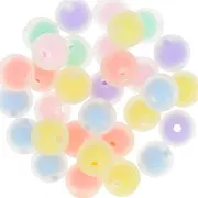 Surtido de cuentas redondas efecto esmerilado 11,5 mm - Transparente - Multi Pastel x10