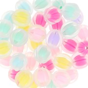 Surtido de cuentas redondas estriadas esmeriladas 12 mm - Transparente - Multi Pastel x8|raw }}