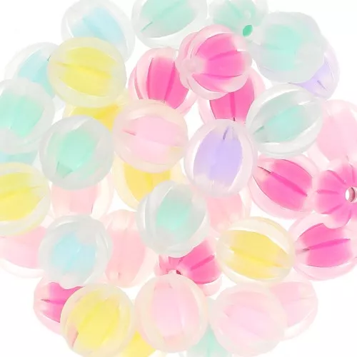 Surtido de cuentas redondas estriadas esmeriladas 12 mm - Transparente - Multi Pastel x8