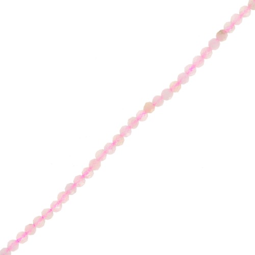 Cuenta redonda facetada 2 mm gema - Morganita x40cm