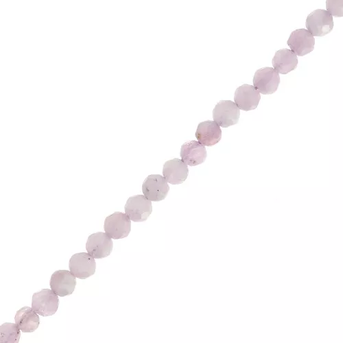 Cuenta redonda facetada 3.5 mm gema - Kunzita x38cm