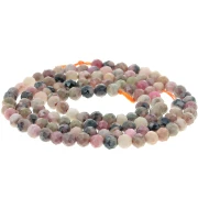 Cuentas redondas facetadas de 3 mm de piedra preciosa - Rodonita x 39 cm