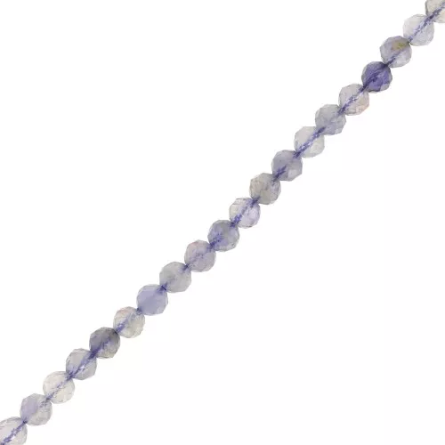 Cuenta redonda facetada 3 mm gema - Iolita x39cm