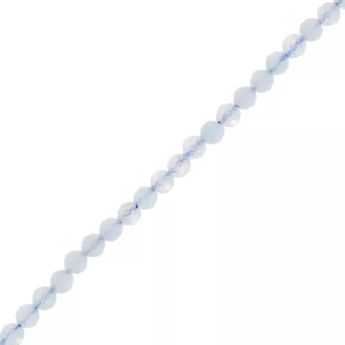 Cuenta redonda facetada 3 mm gema - Aguamarina x38cm