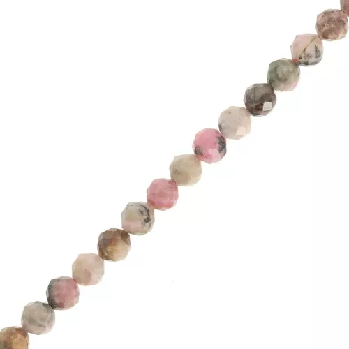 Cuenta redonda facetada 4.5 mm gema - Rodonita x38cm