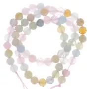 Cuenta redonda facetada 6 mm gema - Morganita x38cm