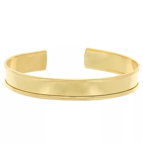 Pulseras de latón con borde curvo 10x170 mm - Dorado con oro fino x20