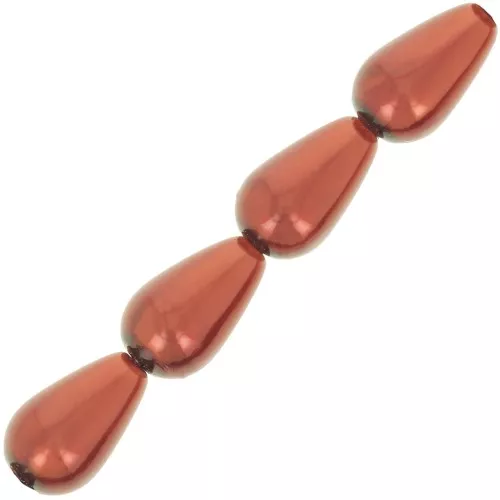 Perles nacrées Preciosa - Perla en forma de pera 10x6 mm - Cobre oscuro x10