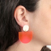 Pendientes cuadrados redondeados de acrílico opaco 15 mm - Burdeos x2