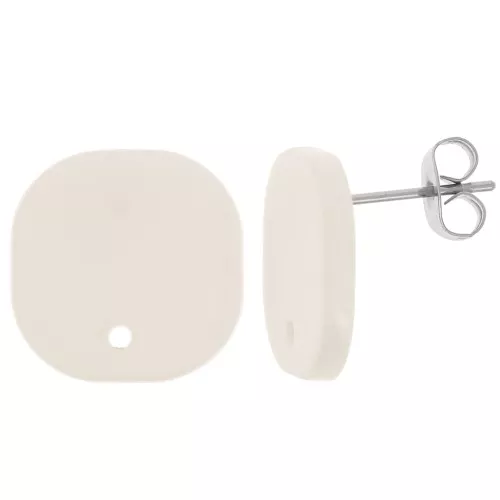 Pendientes cuadrados redondeados de acrílico opaco 15 mm - Crema x2