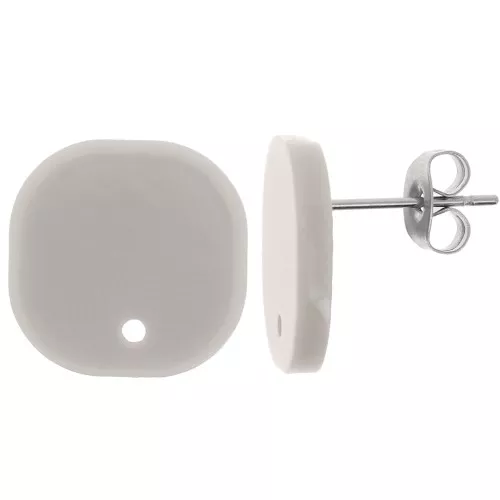 Pendientes cuadrados redondeados de acrílico opaco 15 mm - Gris x2