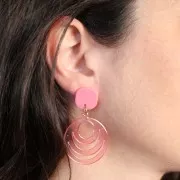 Pendientes cuadrados redondeados de acrílico opaco 15 mm - Rosa viejo x2