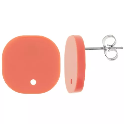Pendientes cuadrados redondeados de acrílico opaco 15 mm - Terracota x2