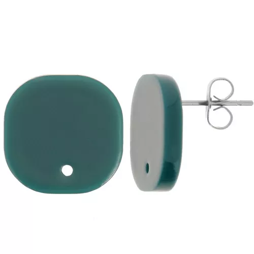 Pendientes cuadrados redondeados de acrílico opaco 15 mm - Verde botella x2