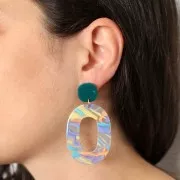 Pendientes cuadrados redondeados de acrílico opaco 15 mm - Verde botella x2