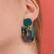 Pendientes cuadrados redondeados de acrílico opaco 15 mm - Verde botella x2