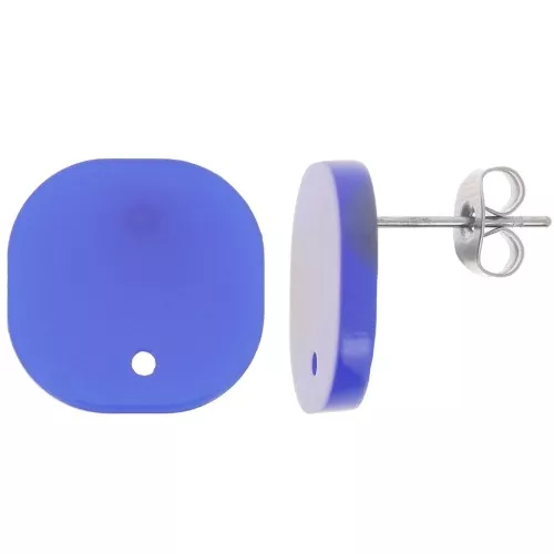 Pendientes cuadrados redondeados de acrílico transparente 15 mm - Azul real x2