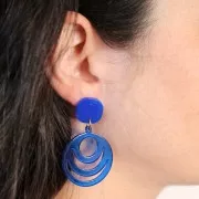 Pendientes cuadrados redondeados de acrílico transparente 15 mm - Azul real x2