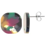 Pendientes cuadrados redondos de acetato 15mm Carey Verde - Fucsia x2|raw }}