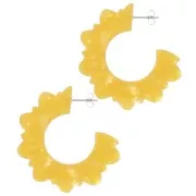 Pendientes aro flor plana acetato 49 mm - Girasol nacarado x2