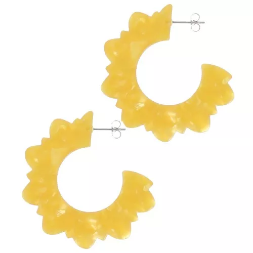Pendientes aro flor plana acetato 49 mm - Girasol nacarado x2