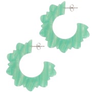 Pendientes de aro flor plana 49 mm en acetato - Jaspeado Multi-perla verde x2|raw }}