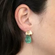 Pendientes hoja de ginkgo 11x15 mm - 3 micras baño de oro x2