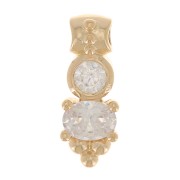 Colgante con óxidos de circonio y bolitas 12x4 mm - chapado en oro de 3 micras