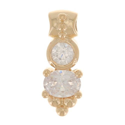 Colgante con óxidos de circonio y bolitas 12x4 mm - chapado en oro de 3 micras