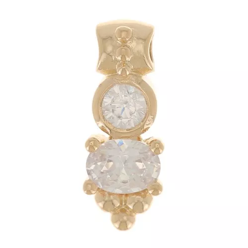 Colgante con óxidos de circonio y bolitas 12x4 mm - chapado en oro de 3 micras